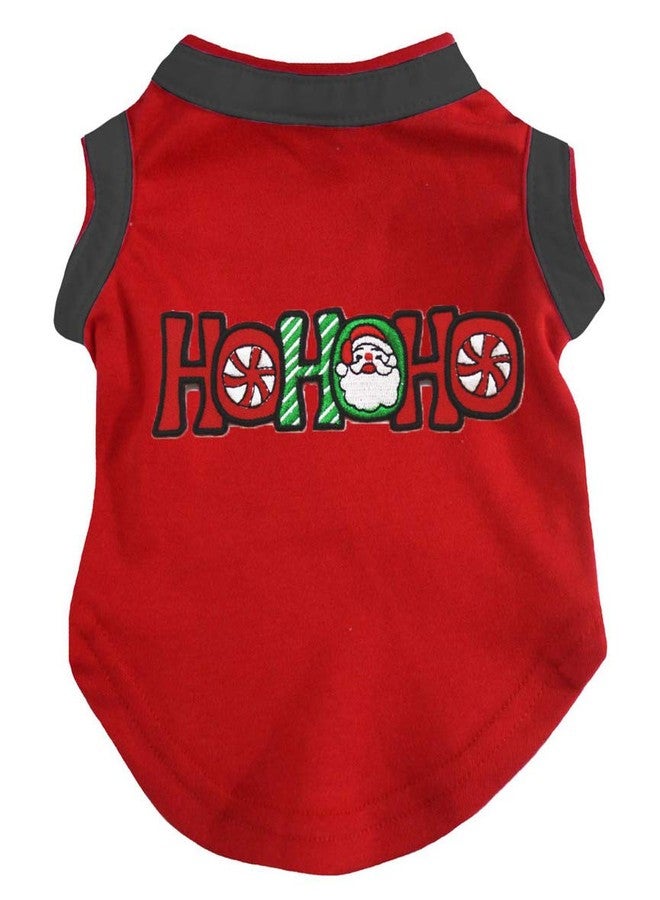 Petitebella Santa Claus Hohoho Puppy Dog Shirt (Red/Black, Medium)